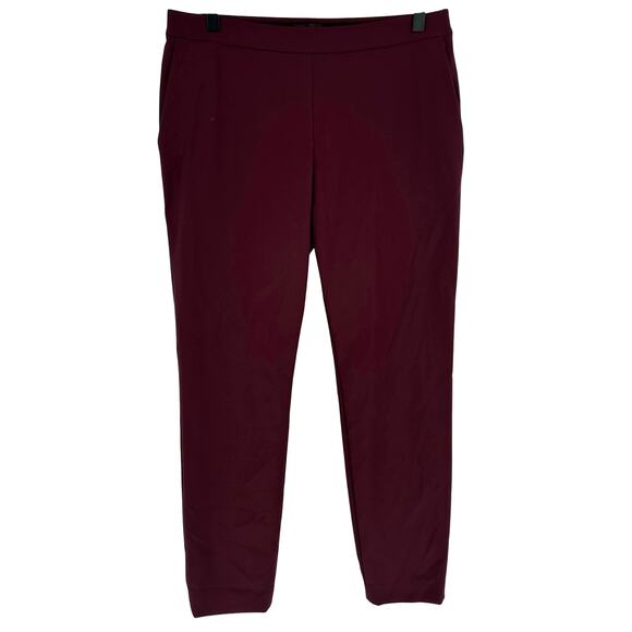 Theory Burgundy Red Dress Pants High Elastic Waist Stretch Business Workwear 6 - Picture 1 of 9